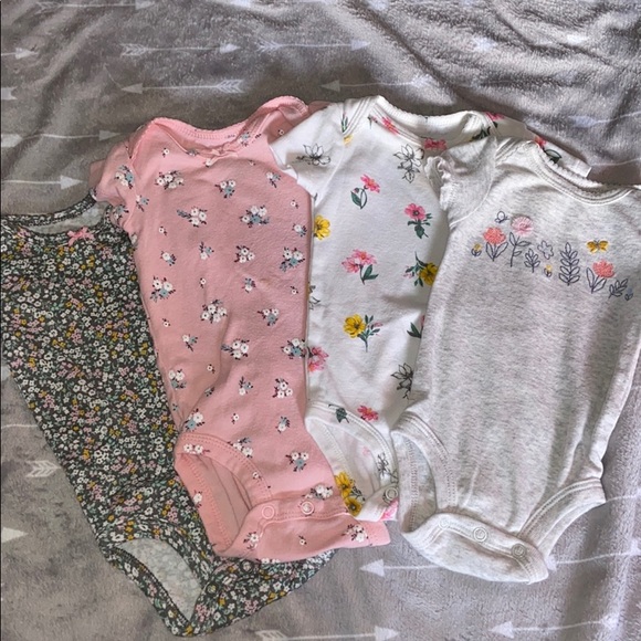 Carter's Other - Carter’s Lot of four floral onesies: 3m & nb